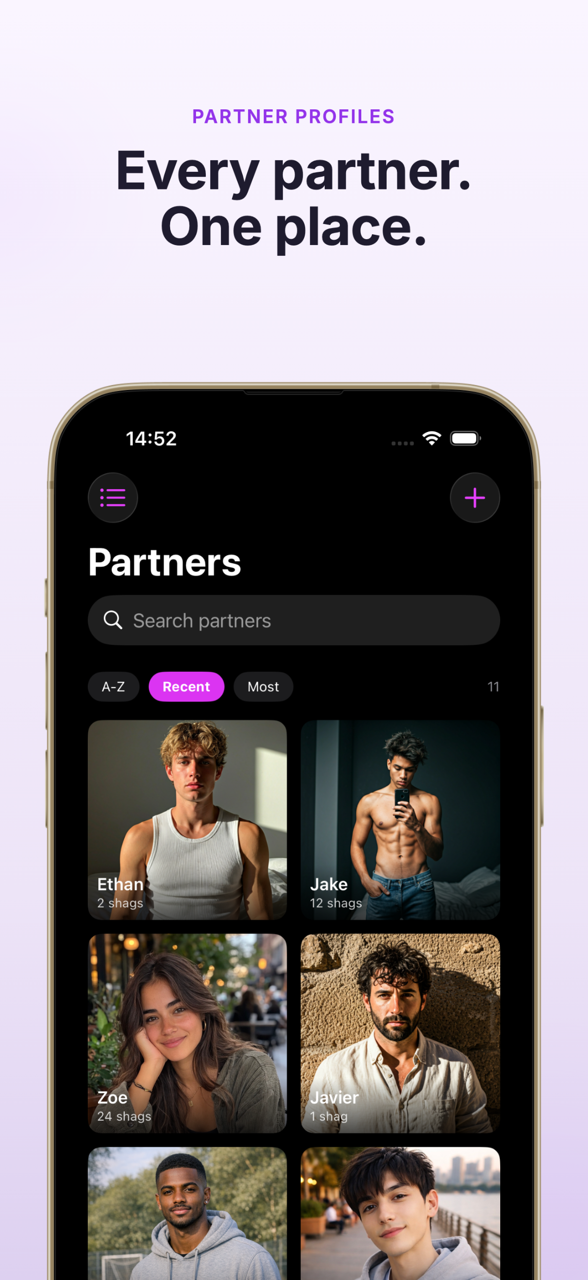 Partner profile with details, notes, and encounter history