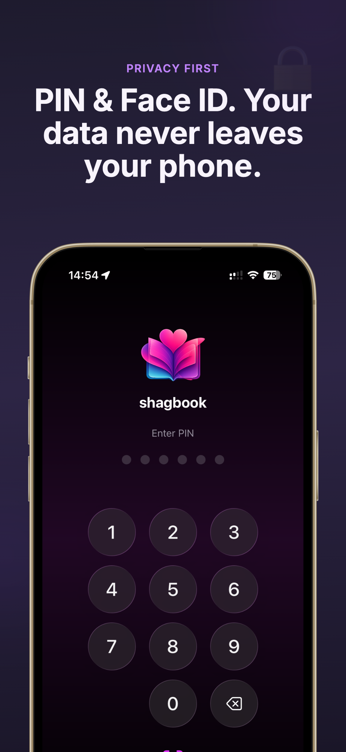 App lock screen with Face ID protection