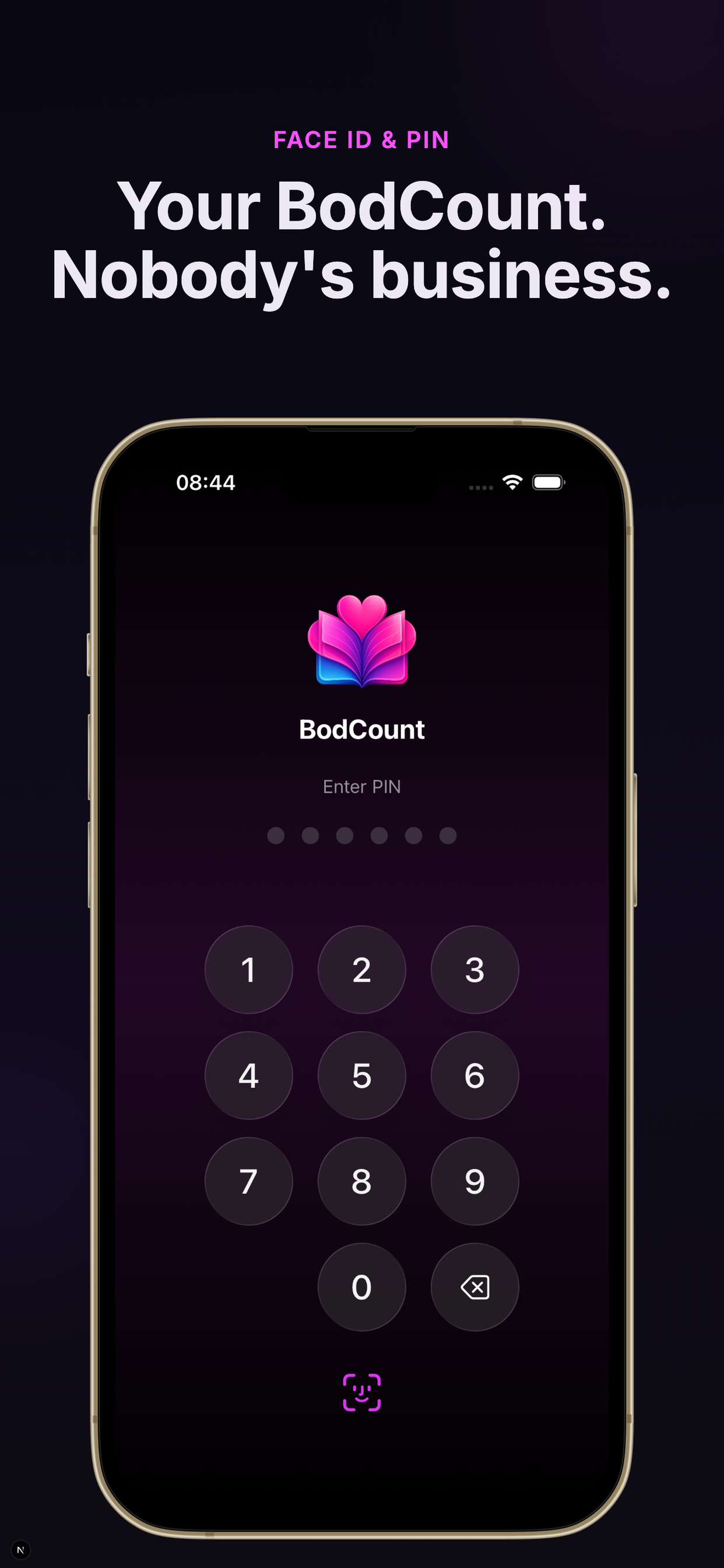 App lock screen with Face ID protection